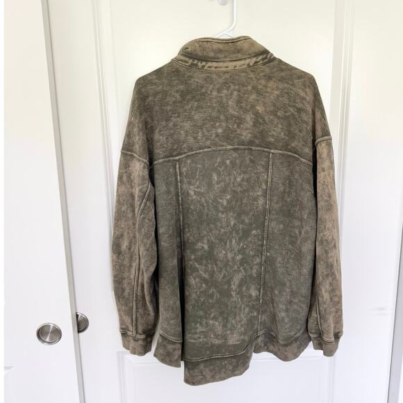 Anthropologie Pilcro Relaxed Button Front Shirt Jacket Moss Medium - Picture 5 of 8